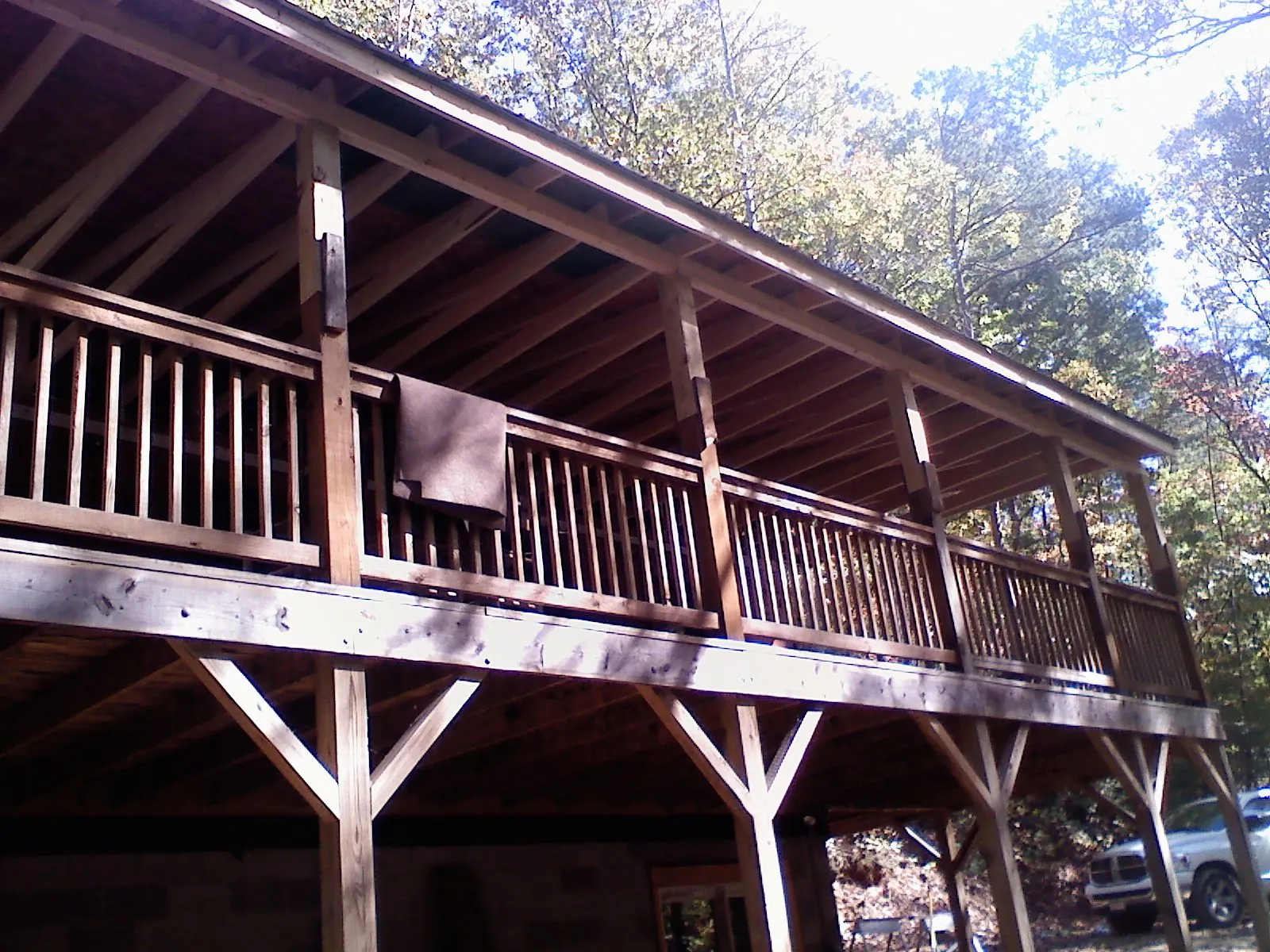 Timber framing under a new elevated porch and deck — Roof Leak Repair in Haubstadt by Roofing Brothers